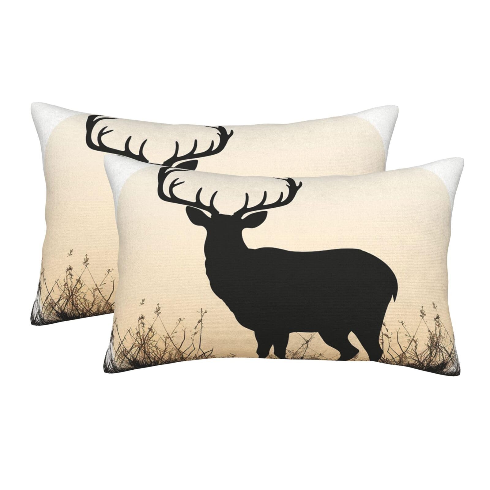 2 Pack Standard Size Pillow Cases for Hair and Skin Soft Breathable Pillow Case Covers with Hidden Zipper Deer Silhouette Pillowcase 20"x30" Pillow Cover for Sleeping Gift