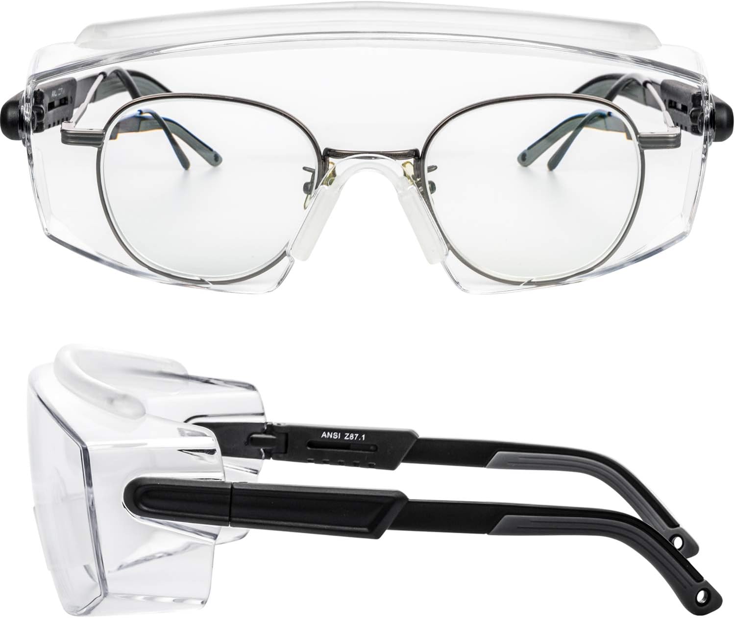 PAERDE Safety Glasses Protective Eyewear Fit over Eyeglasses,Clear