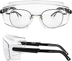 Safety Glasses Protective Eyewear Fit Over Eyeglasses Unisex,Clear Lenses Anti-Fog Coating Goggles for Work (2 Pack Orange)