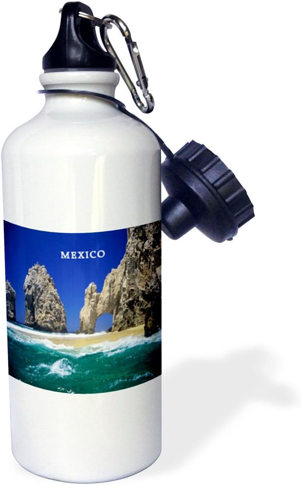 3dRose "Cabo San Lucas Mexico" Sports Water Bottle, 21 oz, White
