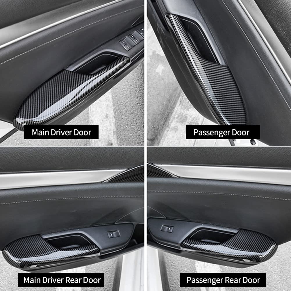YOUNGFLY 4Pcs Carbon Fiber Pattern Interior Door Armrest Panel Trim Cover Set Texture ABS Accessories Fit for Honda Civic 11th 2022