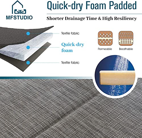 Mfstudio 9 Pcs Patio Dining Set With 60" Large Square Heavy Duty Metal Slate Table With 8 Extra Wide Sling Dining Chair #TOP1