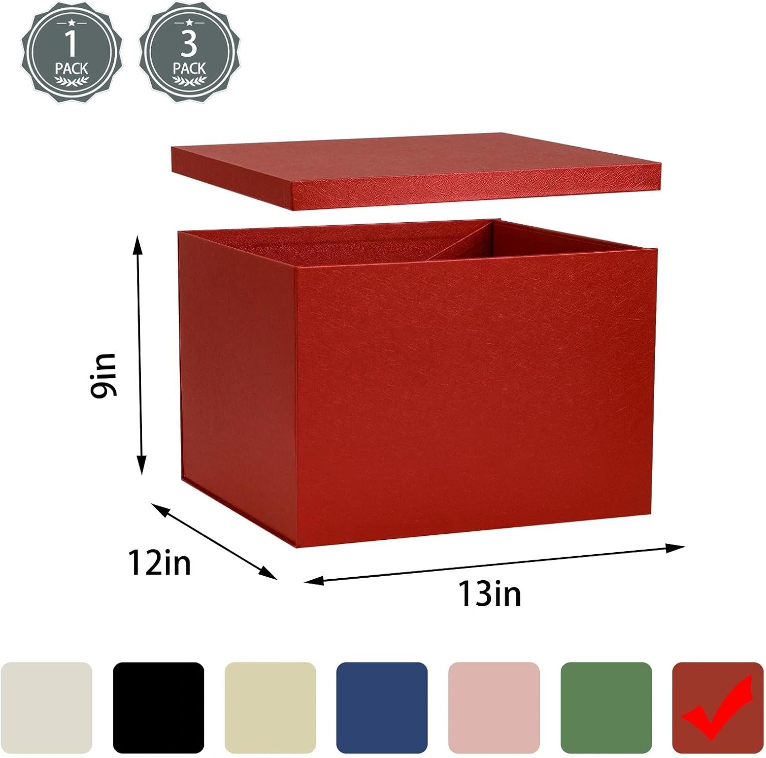 iloMAOZX Extra Large Gift Box with Lid Red 13x12x9 Inch for Presents image 2