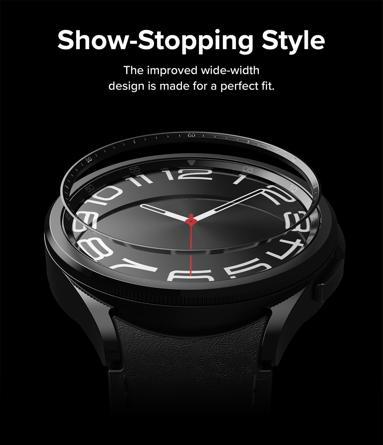 Ringke Inner Bezel Styling [Stylish Stainless Steel Frame] Compatible with Samsung Galaxy Watch 6 Classic Case (47mm), Anti Scratch Protector Adhesive Inner Cover Accessory - 47-IN-02 (ST) Black