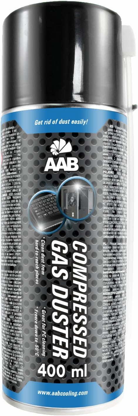 AABCOOLING Compressed Gas Duster 400ml - Compressed Air for Cleaning Computer, Keyboard, and Other Office Equipment, Laptop Cleaner, PC Cleaning Kit, Air Duster, Can of Air, Aerosol Duster, Canned Air