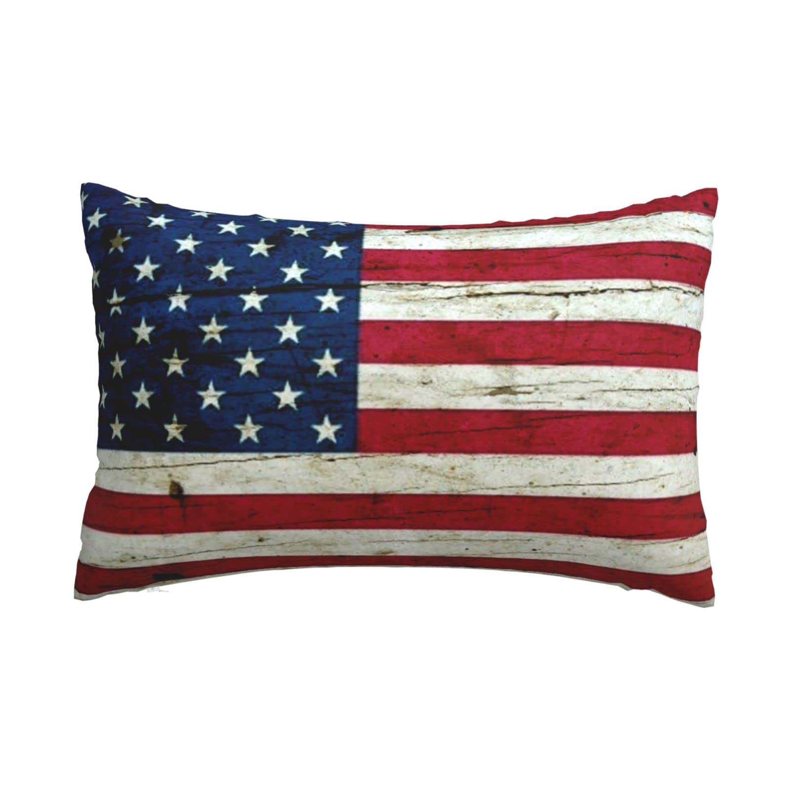 Wood Rustic American Flag Pillowcase with Hidden Zipper Home Decorative Rectangle Throw Pillow Cover Cushion Case 16x24 Inch for Bed Couch Sofa