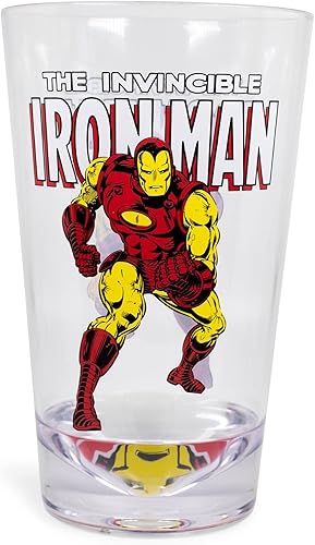 Iron Man Marvel Retro - Vaso acrílico irrompible de 16 onzas