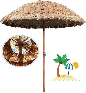 HZH Guarda-chuva de terraço de palha de 1,8 m, guarda-sóis de palha, guarda-sóis de jardim, guarda-sóis de palha, guarda-sol à prova d'água ao ar livre, adequado para jardim e funções de