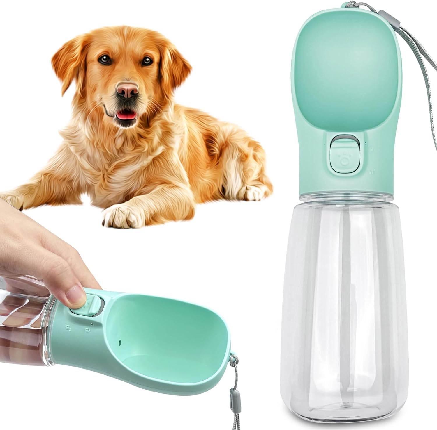 Newaner Botella de Agua para Perros,550ml Botella de Viaje para Caminar para Perros, Dispensador de Bebidas para Cachorros Taza Portátil para Beber para Mascotas al Aire Libre | Antibacteriana de calidad alimentaria para perros y gatos, agua potable para mascotas al aire libre