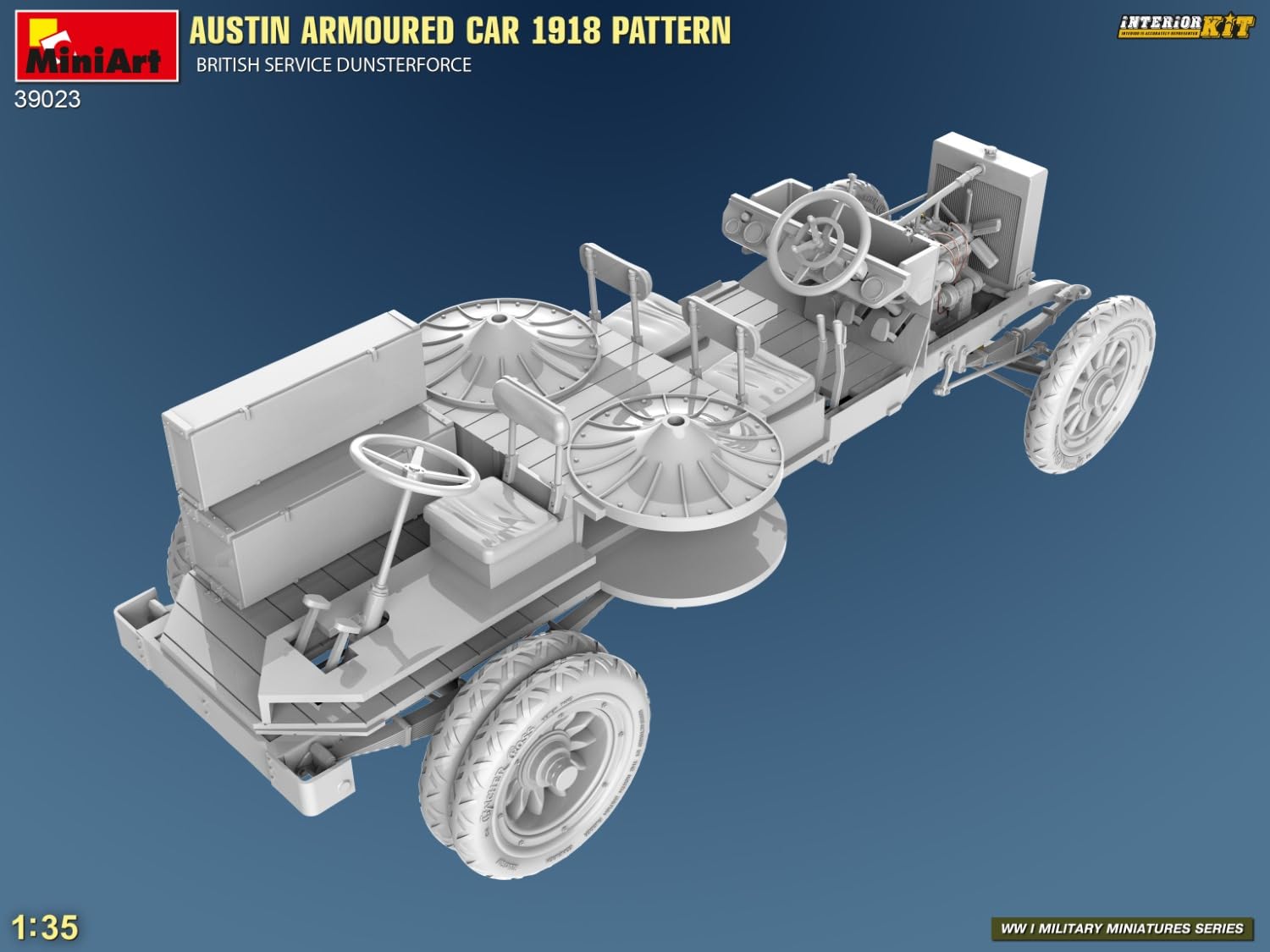 MiniArt 39023 1:35 Panzerspähw. 1918 Dunsterf. Int Kit – riproduzione fedele all'originale, modellismo, kit di costruzione in plastica, fai da te, hobby, incollaggio, modellismo, assemblaggio, non