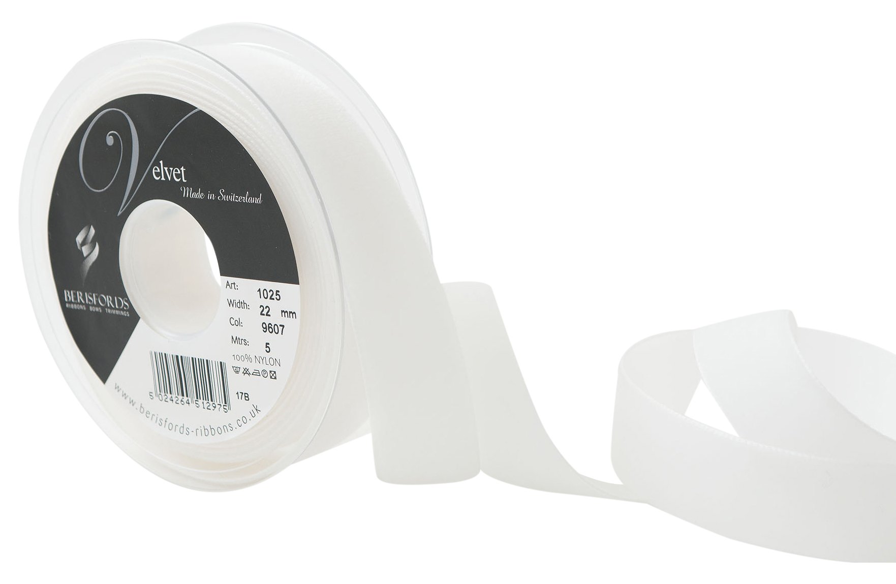 Berisfords 9607 Ecru Velvet Ribbon Mini Roll