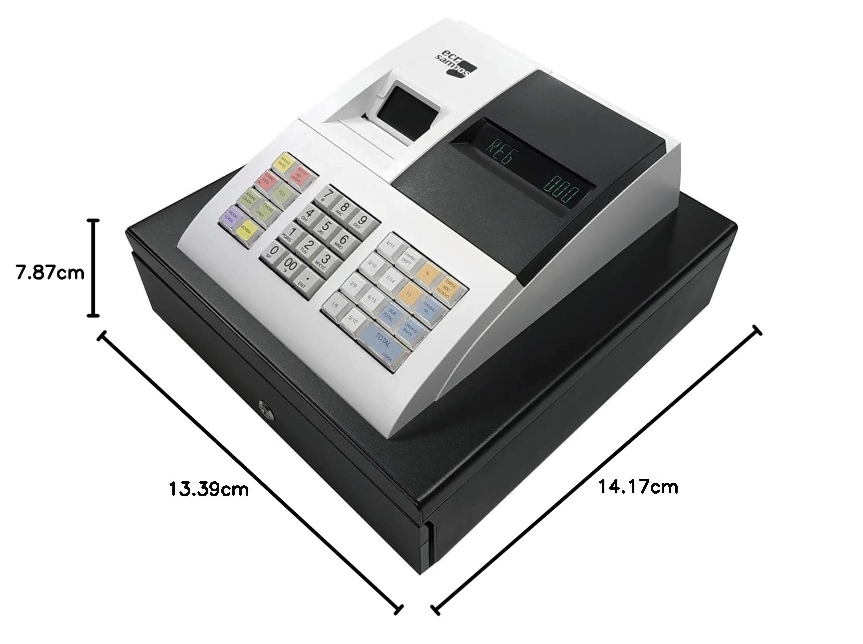 CAJA REGISTRADORA ECR SAMPOS ER-057S, Blanca, Cajón Pequeño (No válida para VERIFACTU o TICKETBAI)