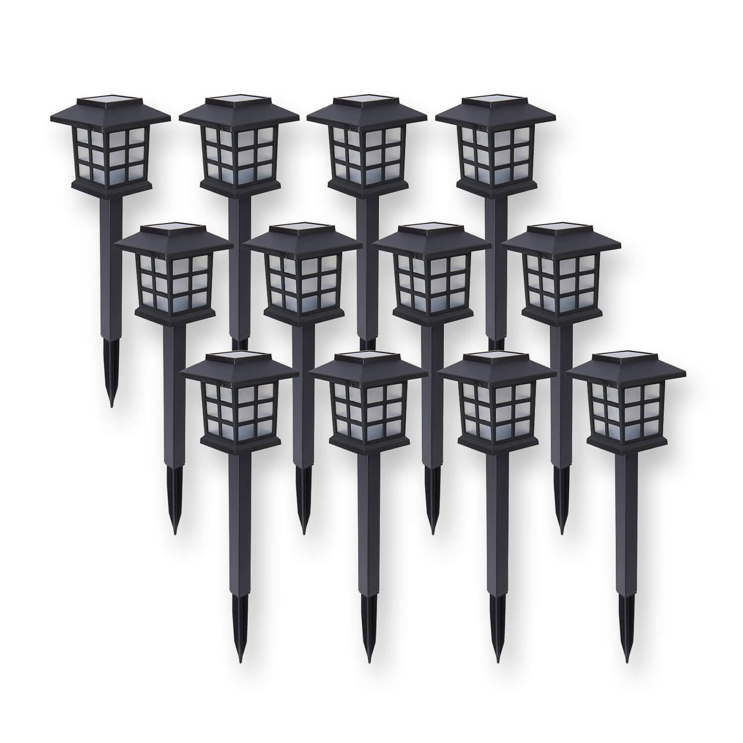 Coopers of Stortford - Traditional Solar Powered Warm LED Outdoor Pathway Lights |12 Pack