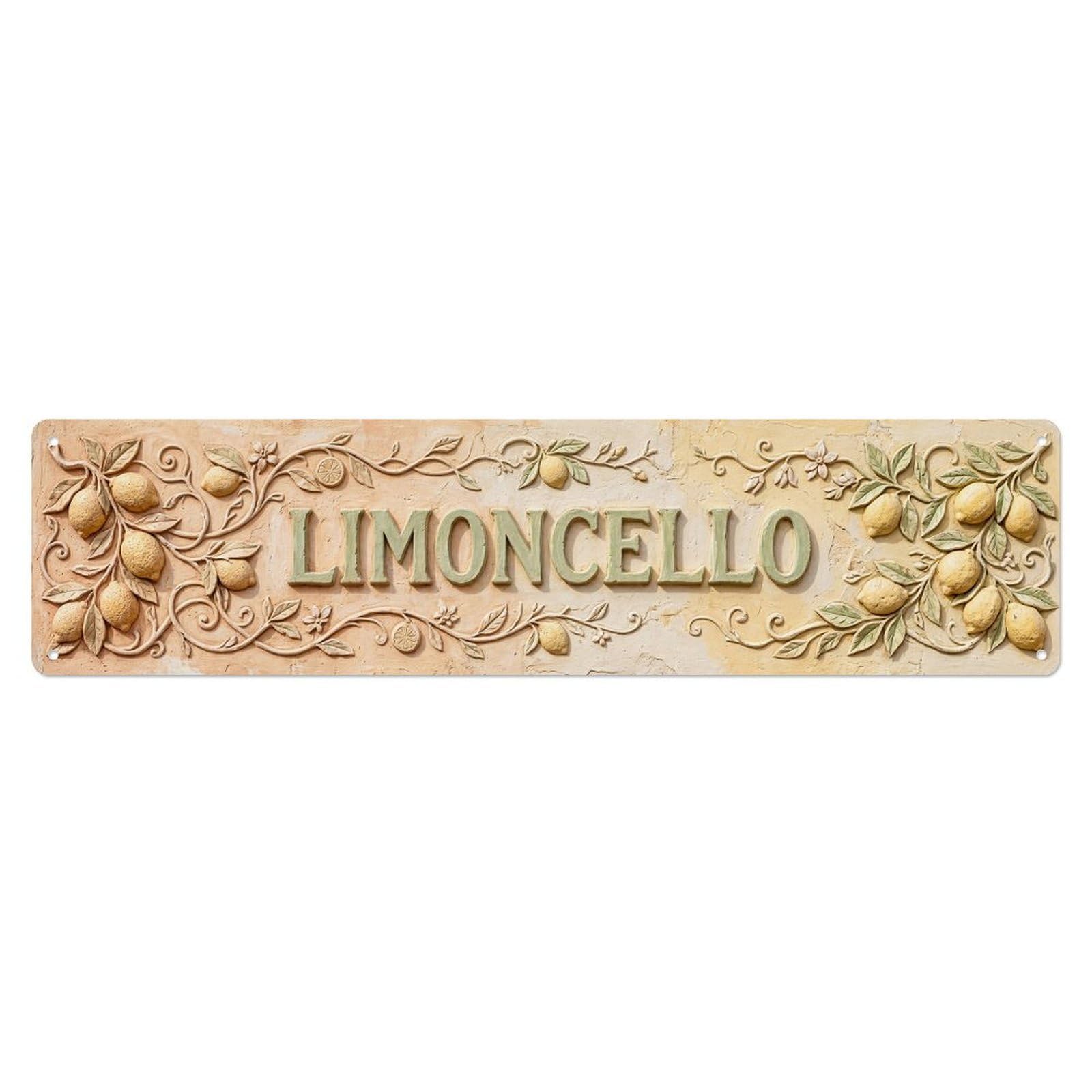 Vintage Limoncello Stucco Italian Citrus Metal Tin Sign Plaque Wall Decor for Cafe, Club, Garden Metal Poster 4x16Inch
