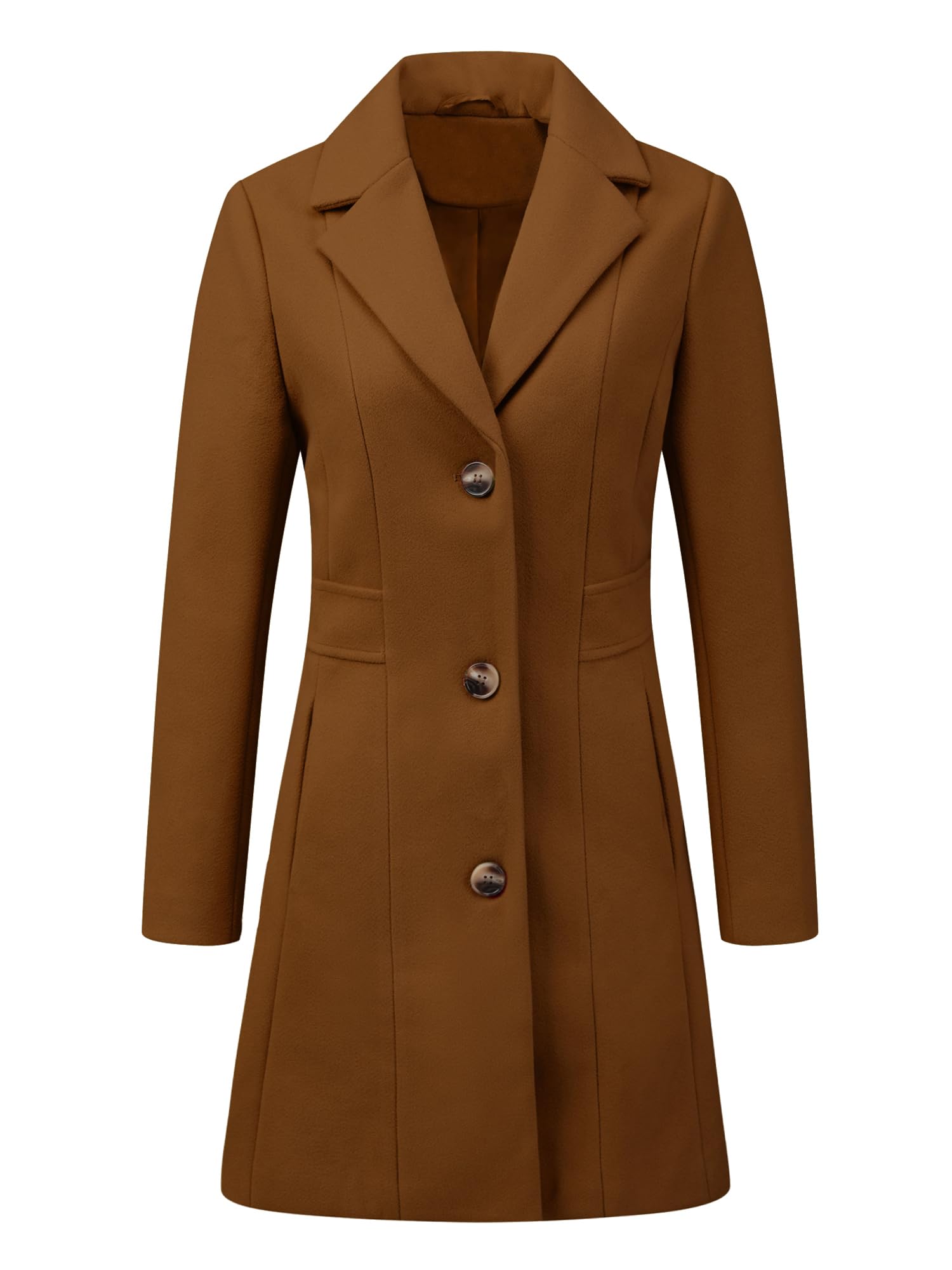 Allegra K Women's Winter Pea Coat 2025 Fall Single Breasted Long Outerwear Trench Coats, Dark Brown, L