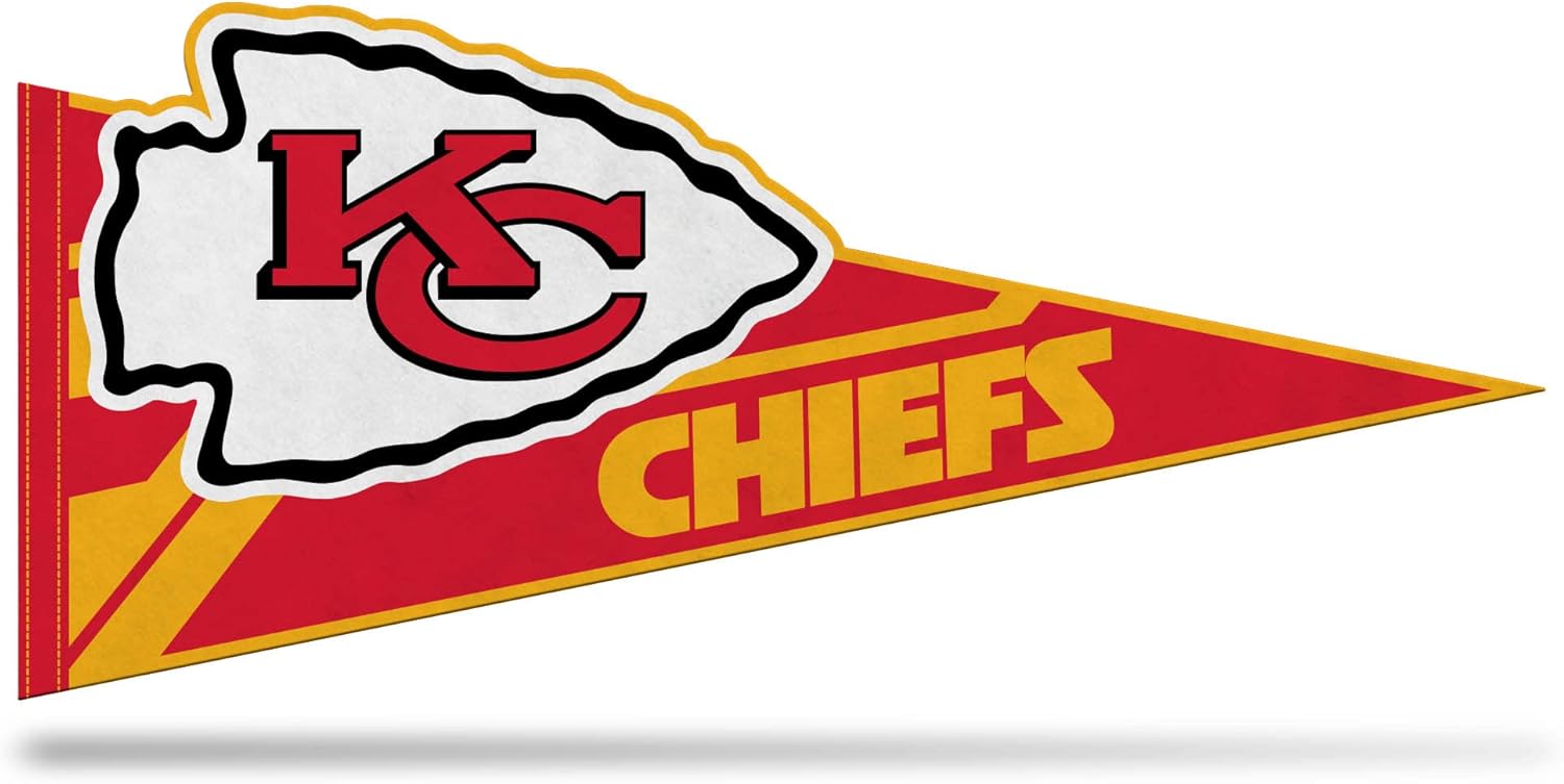 Rico Industries NFL Football Kansas City Chiefs Soft Felt Pennant - EZ to Hang - Home Décor (Game Room, Man Cave, Bed Room)
