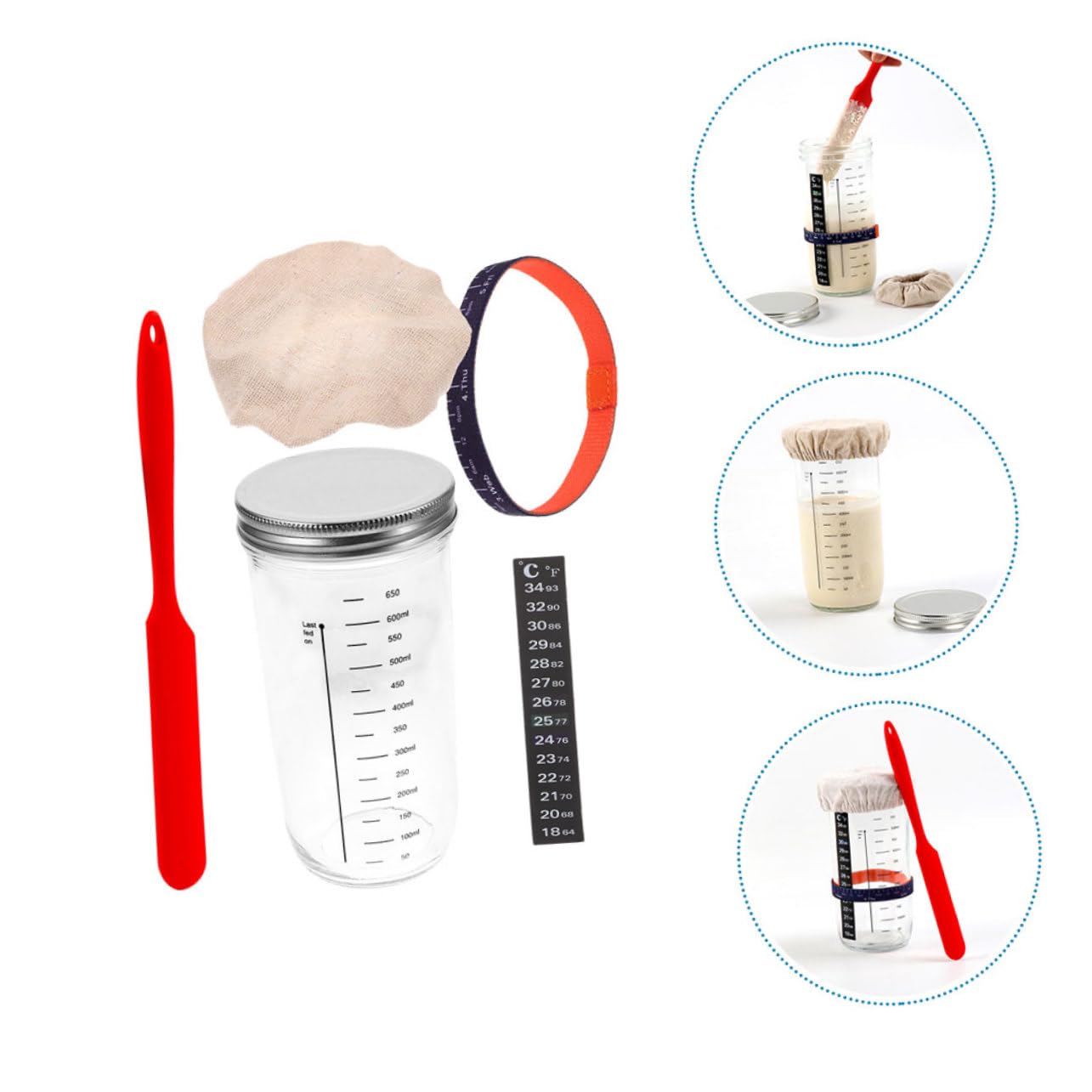 1set Barattolo per con Termometro e Accessori per Fermentazione Facile La Conservazione