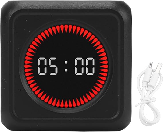 Productivity Visual Timer, 4 Preset Timers 5 10 25 50 Min Dual Timing Modes Gravity Sensor Timer, Flip Cube with Visual Progress Bar Silent Operation for Work Study Kitchen (Black)