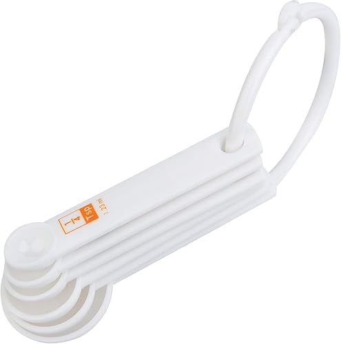 Miniatura 5 de Fox Run Juego de 6 cucharas medidoras de plástico color blanco 16 x 9 x 3 pulgadas
