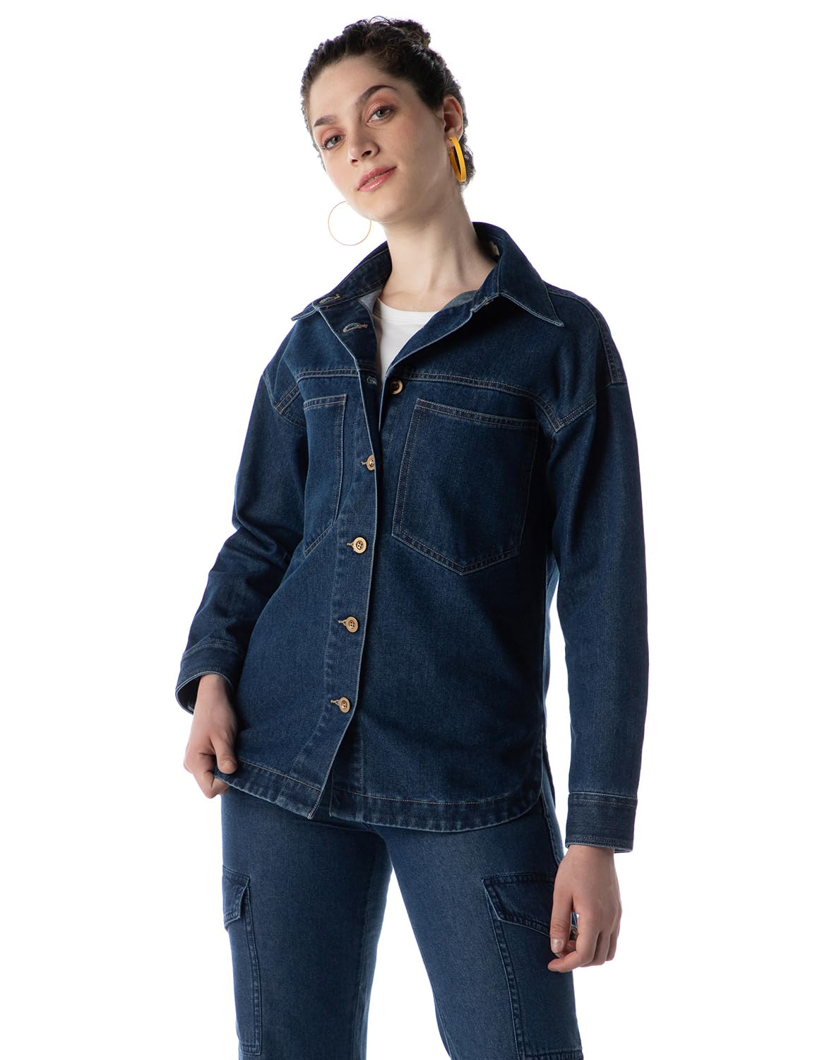 inkd Women's Oversized Shacket (Jacket) - Oversized Fit | Double Patch Pockets | Enzyme Wash | Jacket for Women-picture-34