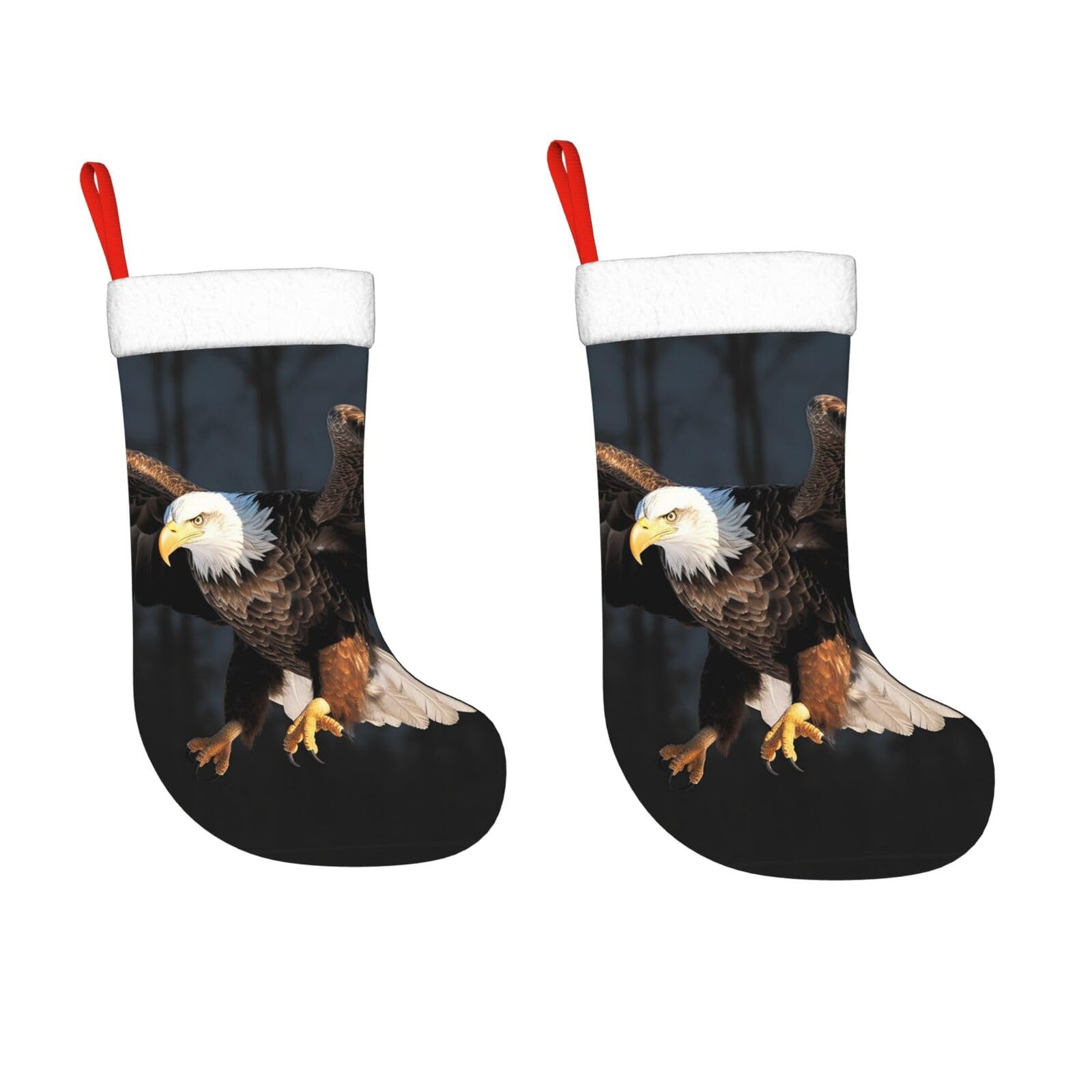 KLOPH 2 Pack 18 Inches Christmas Stockings Personalized Bald Eagle Xmas Stocking Hanging Decoration Fireplace Stocking for Holiday Xmas Tree Christmas Fireplace Decor Gifts