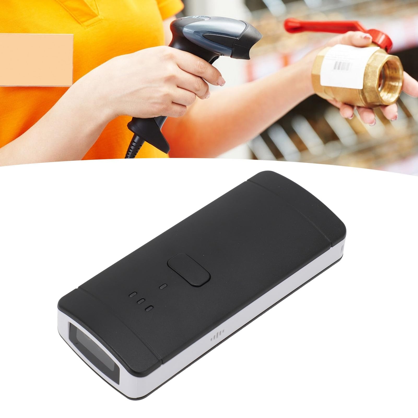 Escáner de Código de Barras Bluetooth Lector de Código de Barras Inalámbrico ABS con USB y Bluetooth 3 Modos de Escaneo Batería de 1500 MAh 1D 2D para Inventario de Almacén Minorista
