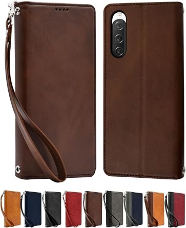 Sizkawil Xperia 10 v SO-52D SOG11 case Cover Notebook Type Genuine Leather Style for Xperia 10v Leather case Dark Brown 1pc