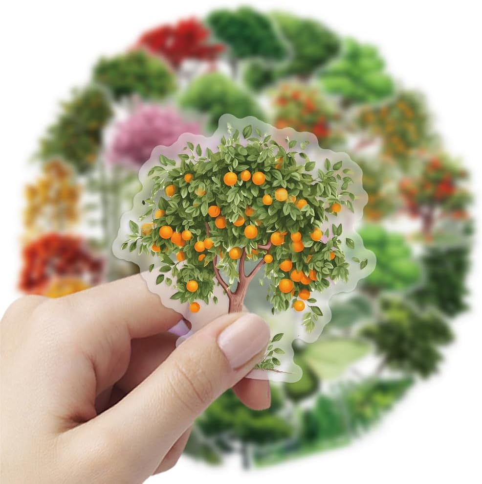 Botanical Aesthetic Die-Cut Tree PET Stickers Pack - 50 PCS image 3
