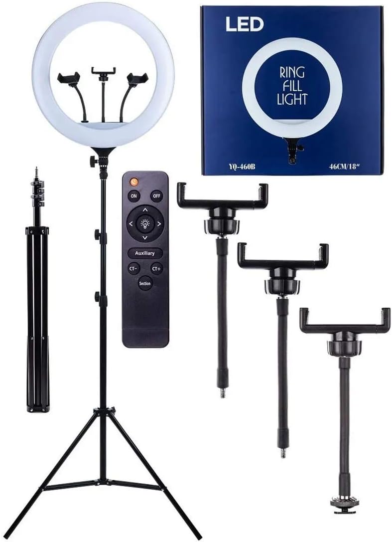 Iluminador LED Ring Light 18 Polegadas com Tripé 215cm