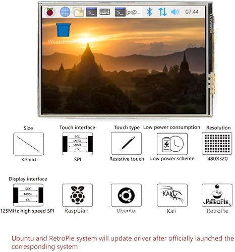Miniatura 4 de for Raspberry Pi 4 TFT 3.5 inch Touch Screen with Case, Mini Cooling Fan and Heatsink, 480x320 Resolution 60fps Monitor LCD Display