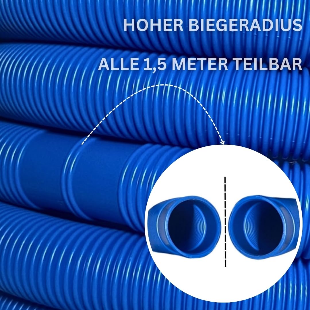 AquaOne Tubo per piscina da 32 mm, nero, 1,5 m, di alta qualità, per giardino e piscina, tubo solare, tubo per piscina, tubo di aspirazione, tubo flessibile per acqua
