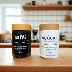 Kit 2 Potes Empilháveis Porta Café e Açúcar Alimentos Cozinha