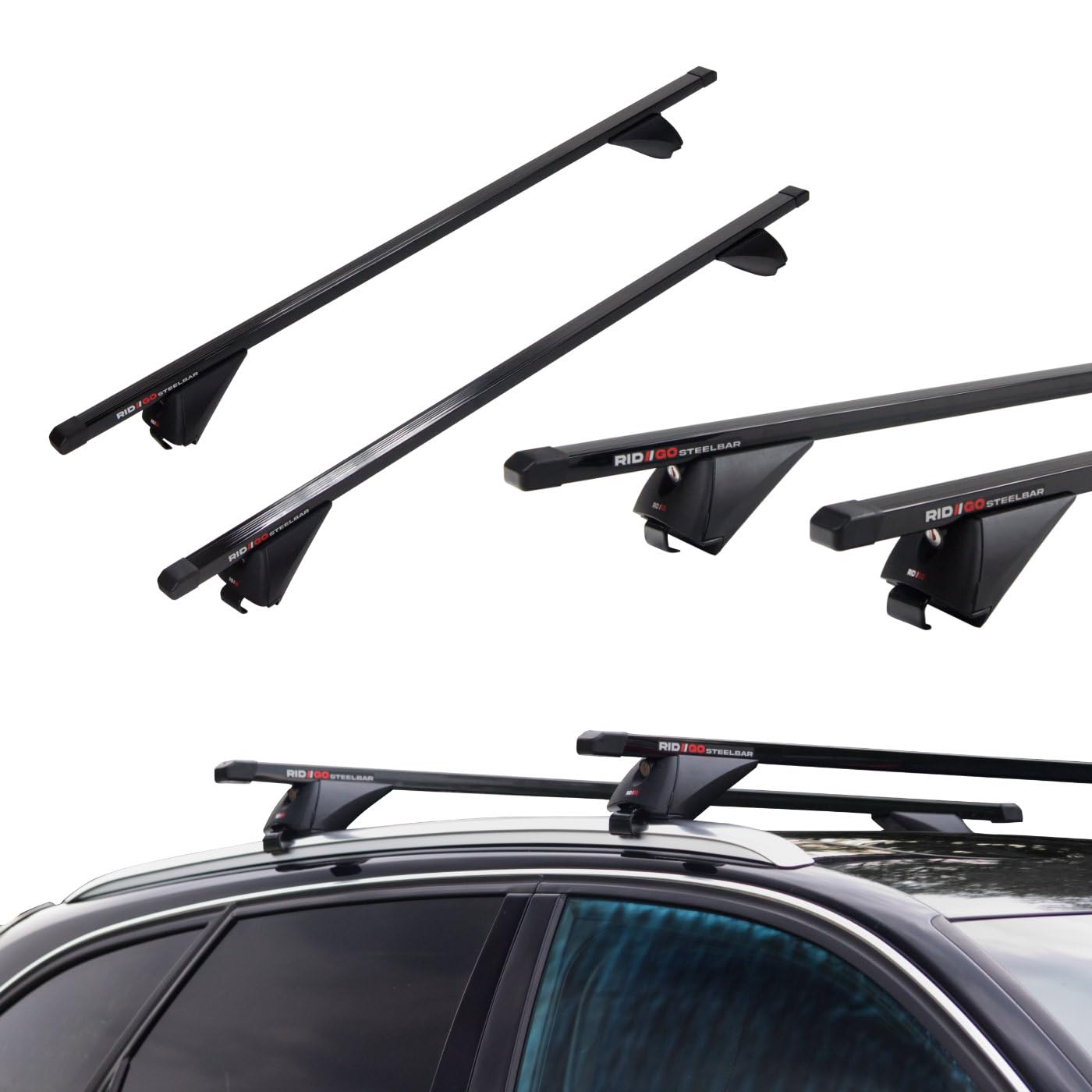 RIDIGO STEELBAR Barre de Toit pour Opel Zafira 2 II B Family 2005-2014 | Acier, 75 kg de charge max, barres de toit intégrés, Noir