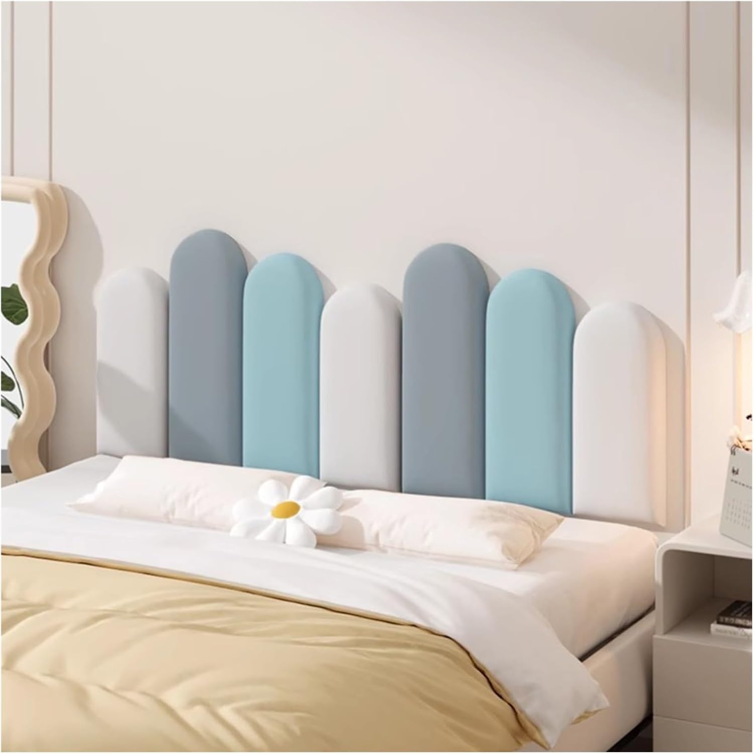 3D Kids Anti-Collision Wall Padding Headboard Wall Decorative Self-Adhesive Fabric Padded Wall Panels for Bedrooms Children's Room(Multi-colored-02,150x55cm)