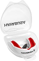 Hayabusa Combat Mouth Guard Adult White/Red with Case - Boil & Bite Secure Fit for Boxing, Jiu Jitsu, Muay Thai