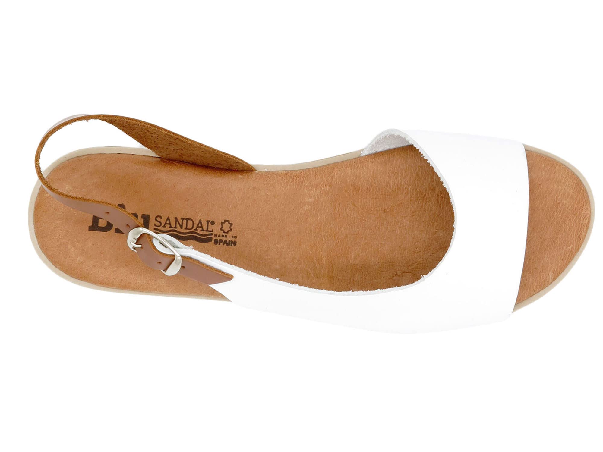 Made In Spain - Sandalias de mujer de piel con tacón de cuña y plantilla de piel auténtica, acolchado de gel, 1115 fabricado en España