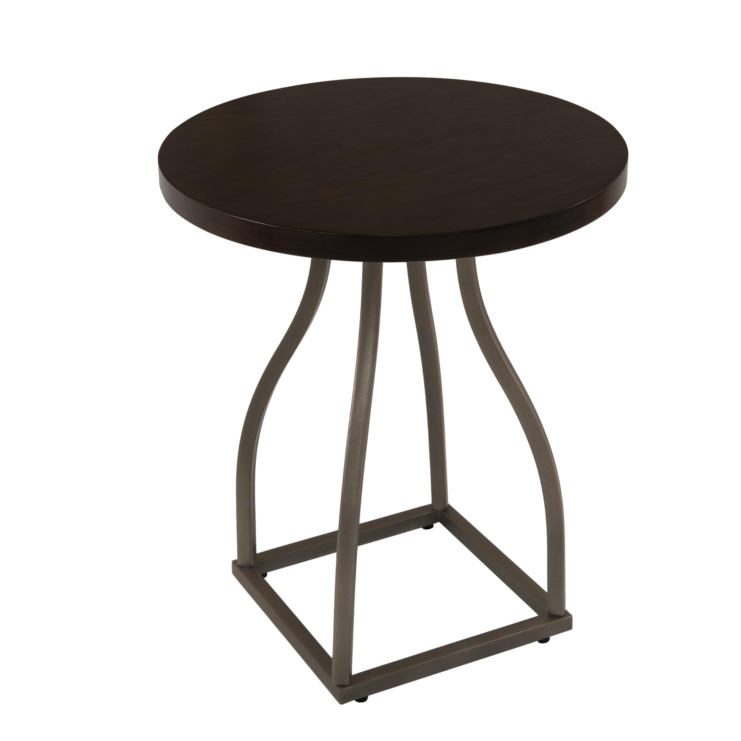 HomePop Lindsay Round Accent Table with Metal Base - Umber Brown