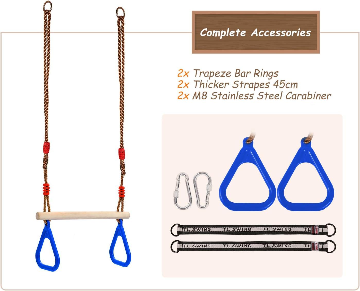REDCAMP Trapeze Swing Bar Rings, Trapeze Bar for Kids with Adjustable Rope Locking Straps - Image 3
