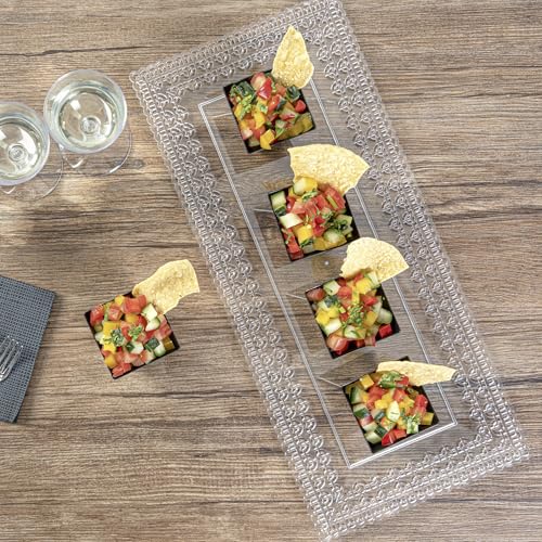 Image of Restaurantware 2-OZ Mini Kova Dessert Tumbler Cup - Elegant Square Black Plastic Cups: Perfect for Serving Desserts and Snack Samples - Disposable and Eco-Friendly - 100-CT
