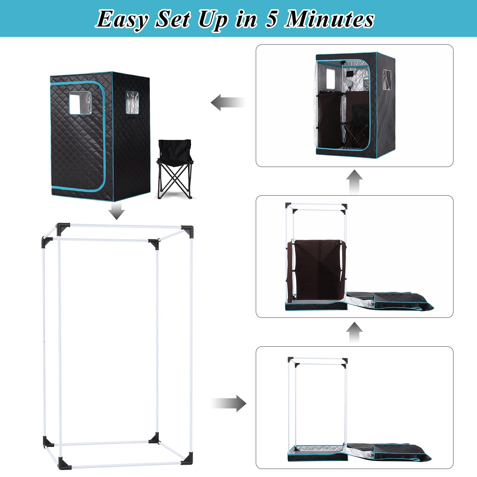 Smartmak Portable Infrared Sauna Box for Home with 660nm Red Light
