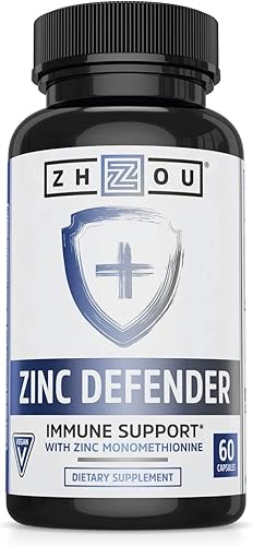 Zhou Zinc Defender - Suplementos de zinc para hombres y mujeres, 30 mg por porción para la salud inmunológica y apoyo mineral, apoyo de vitamina B6,