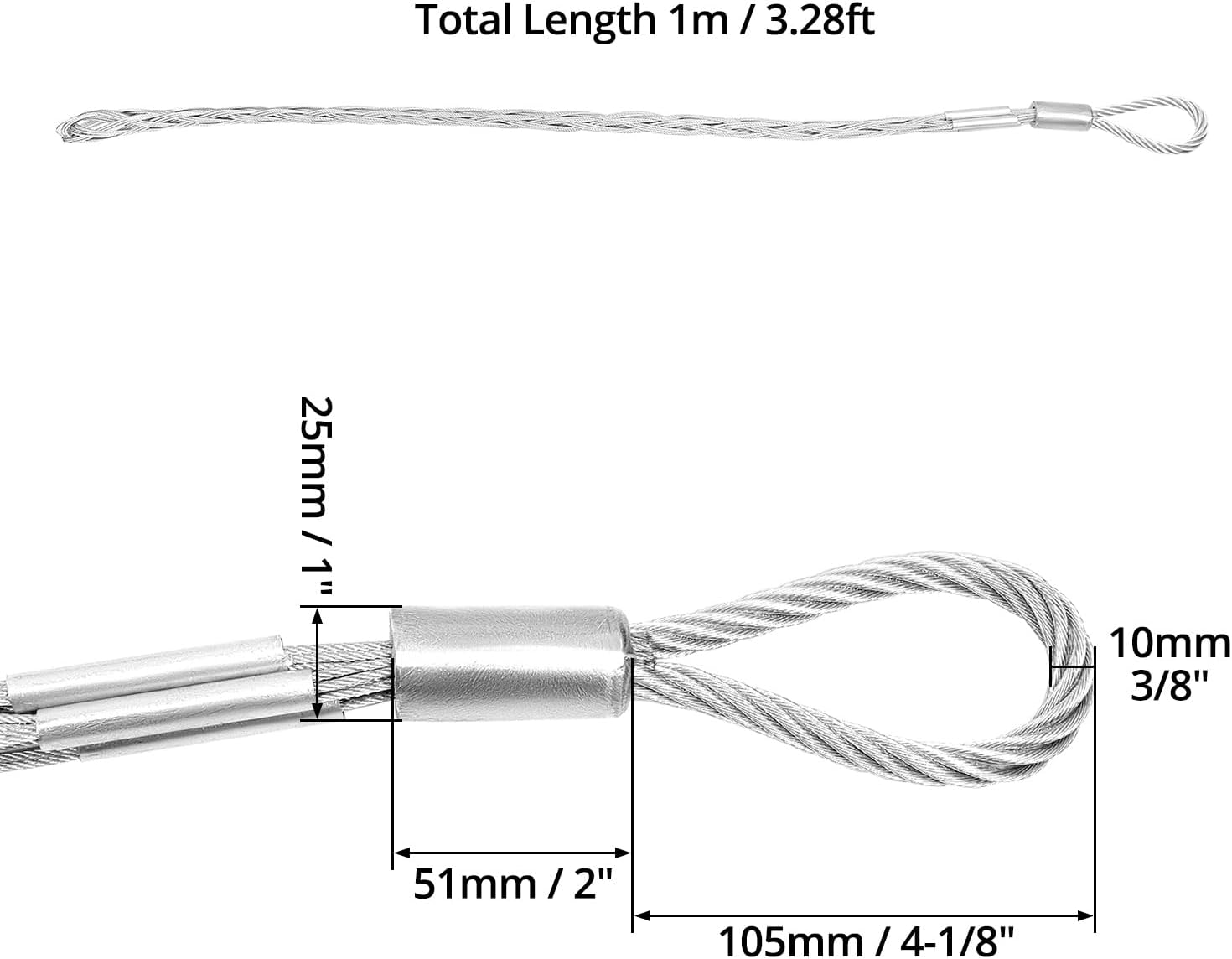 QWORK Cable Pulling Socks Grip, 3306 Lbs Breaking Strength, 3.3 Ft Cable Puller Socks Wire Mesh Puller Socks Grip, for 1-2" Cable