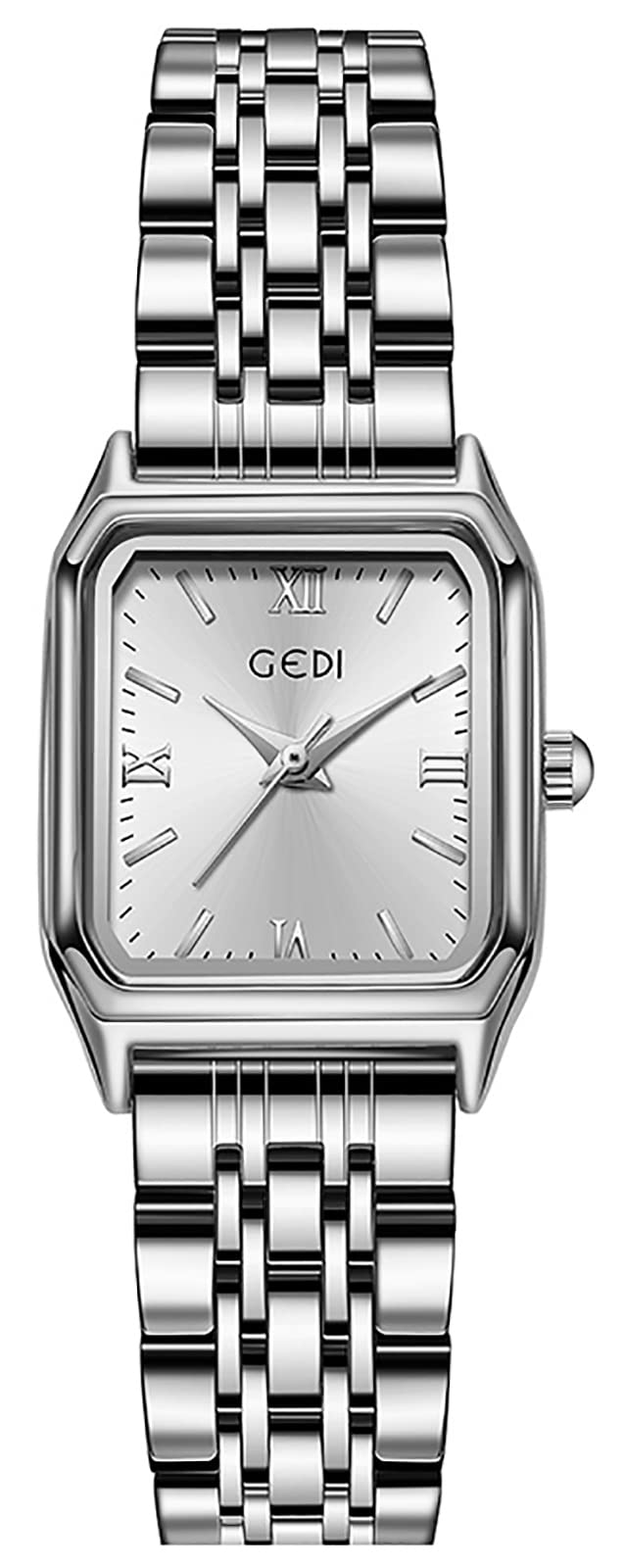 Gosasa Luxury Women Watches Ladies Quartz Wrist Watches Square Diamond Accented Stainless Steel Bracelet Women’s Watch Waterproof Business Casual Silver