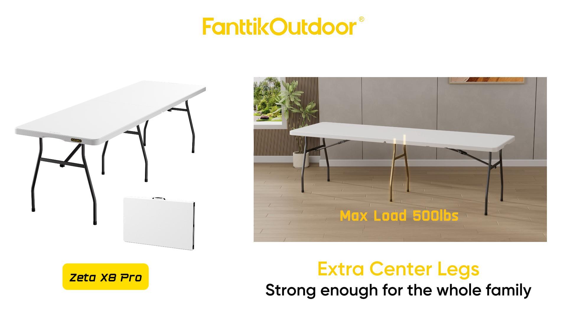 Amazon.com: FanttikOutdoor 8ft Folding Table with Six Legs, 500
