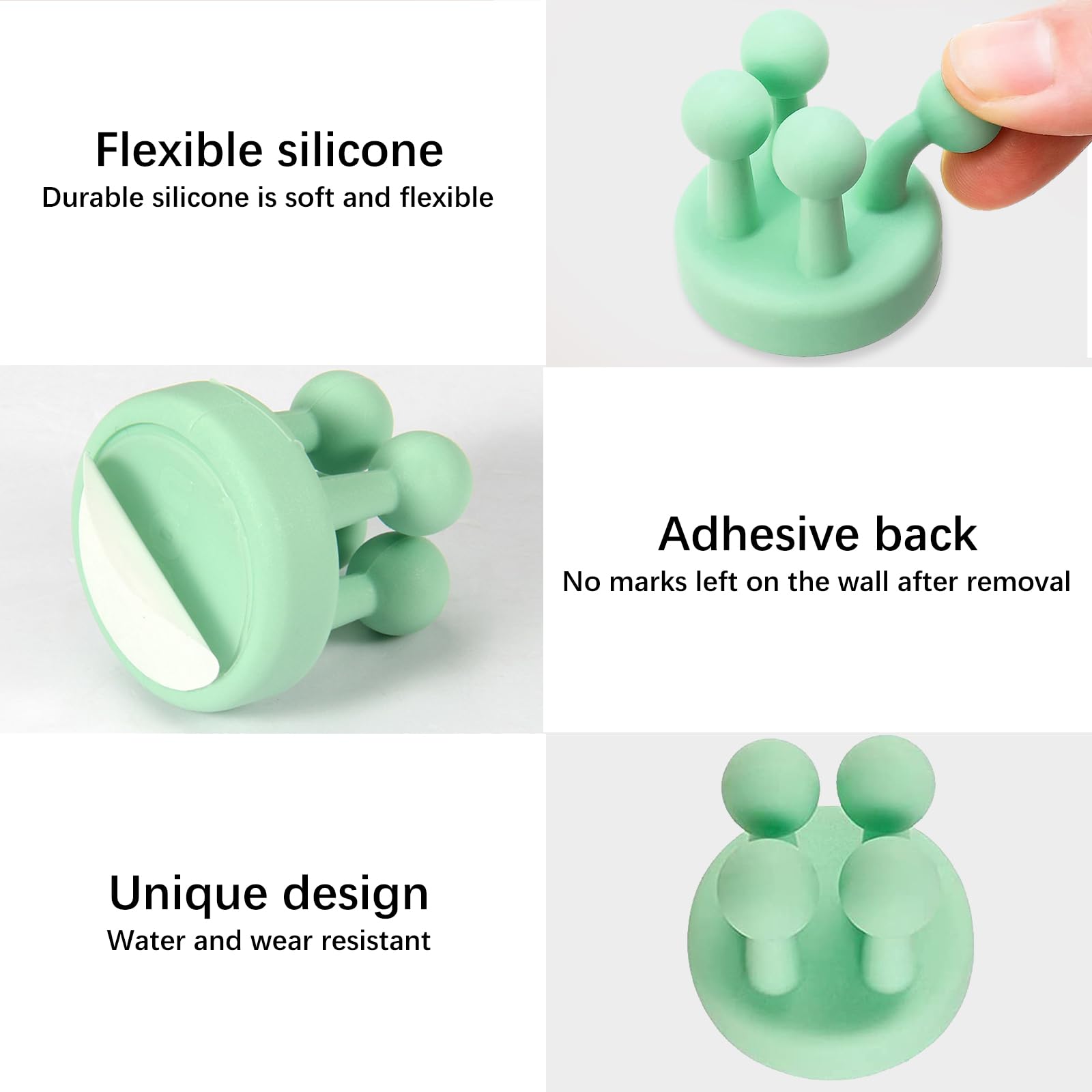 10 Crochets En Silicone Auto-adhésifs - Pour Salle De Bain, Cuisine, Bureau - Support Brosse à Dents Sans Perçage