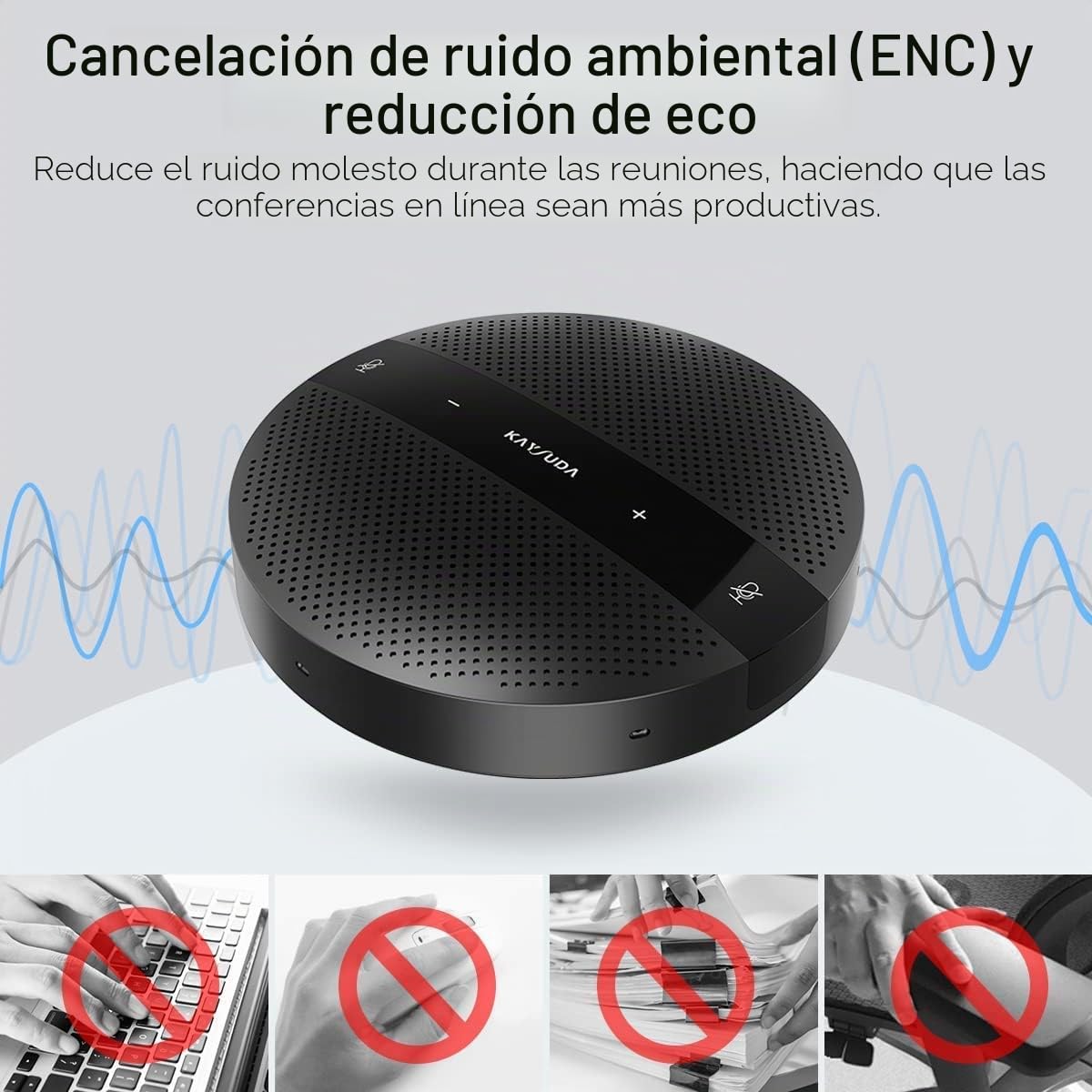 PC Micrófono Altavoz para Computadoras, PS4 y XBOX, 360 ° Omnidireccional USB Micrófono/Altavoz para videoconferencia, Reunión en línea, Grabación, Chat en línea, Skype Business, Llamadas VoIP