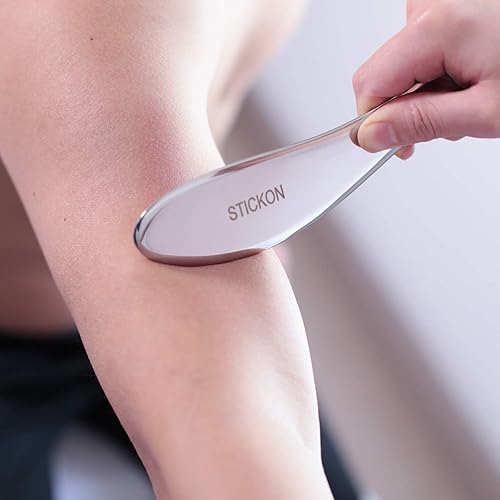 Miniatura 4 de STICKON Herramienta de masaje de raspado Gua Sha de acero inoxidable Herramientas IASTM gran herramienta de movilización de tejidos blandos