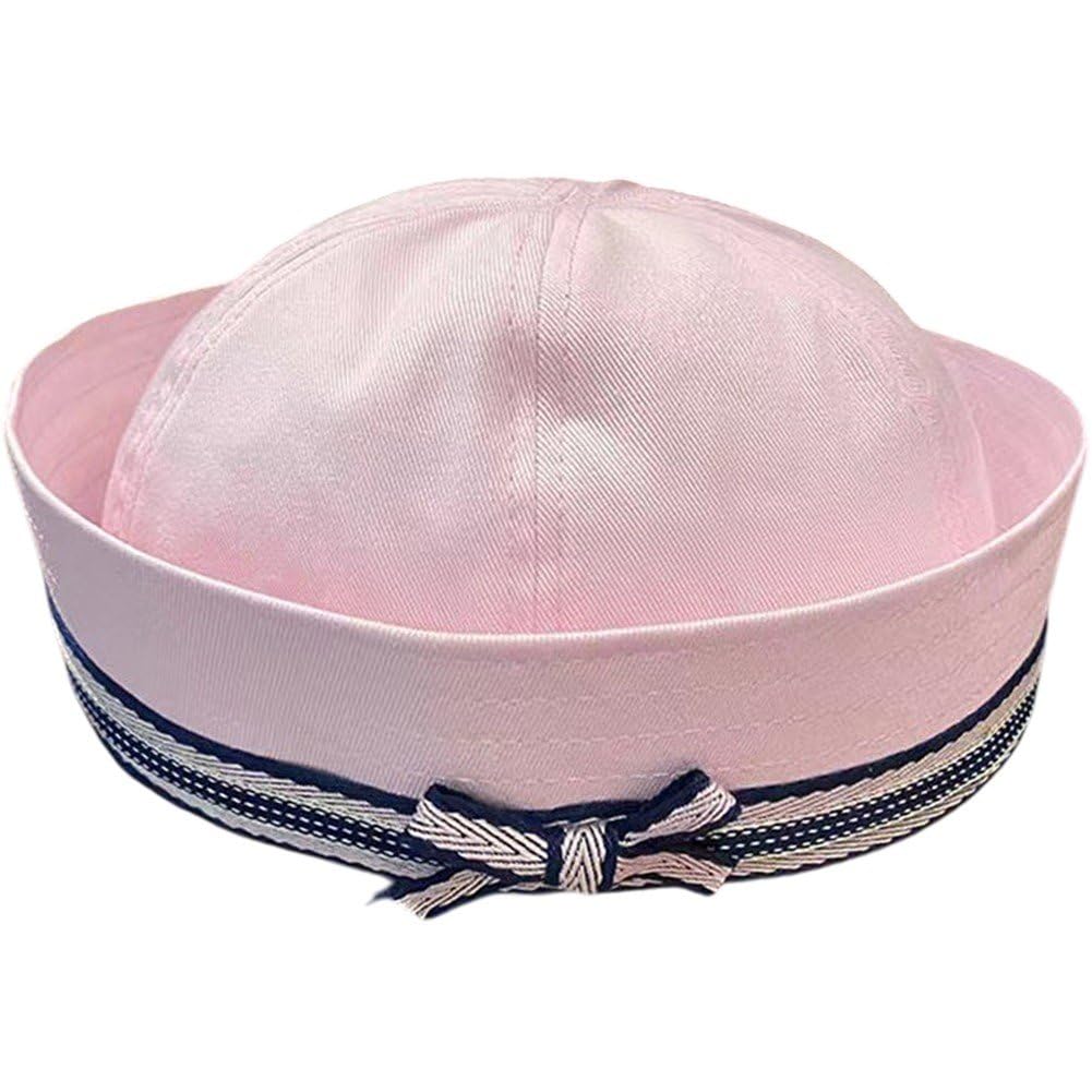 Tsffae Sailor Hat， Navy Yacht Hat with Sweet Bow Sail Hat for Costume Accessory Adult Women Simple Style Halloween Party Caps