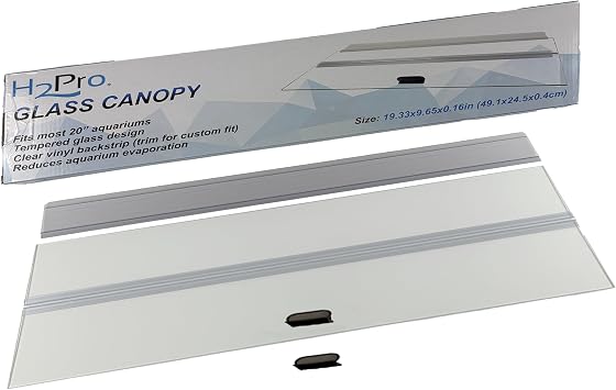 H2Pro Glass Canopy Aquarium Lid for Fresh & Saltwater Fish Tanks 20GT for Aqueon & Marineland 10 Gallon Aquariums