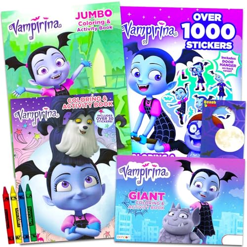 Disney Vampirina - Set di libri da colorare - Confezione da 4 libri di attività, idee luminose da colorare e altro ancora | Articoli per feste Vampirina per bambini